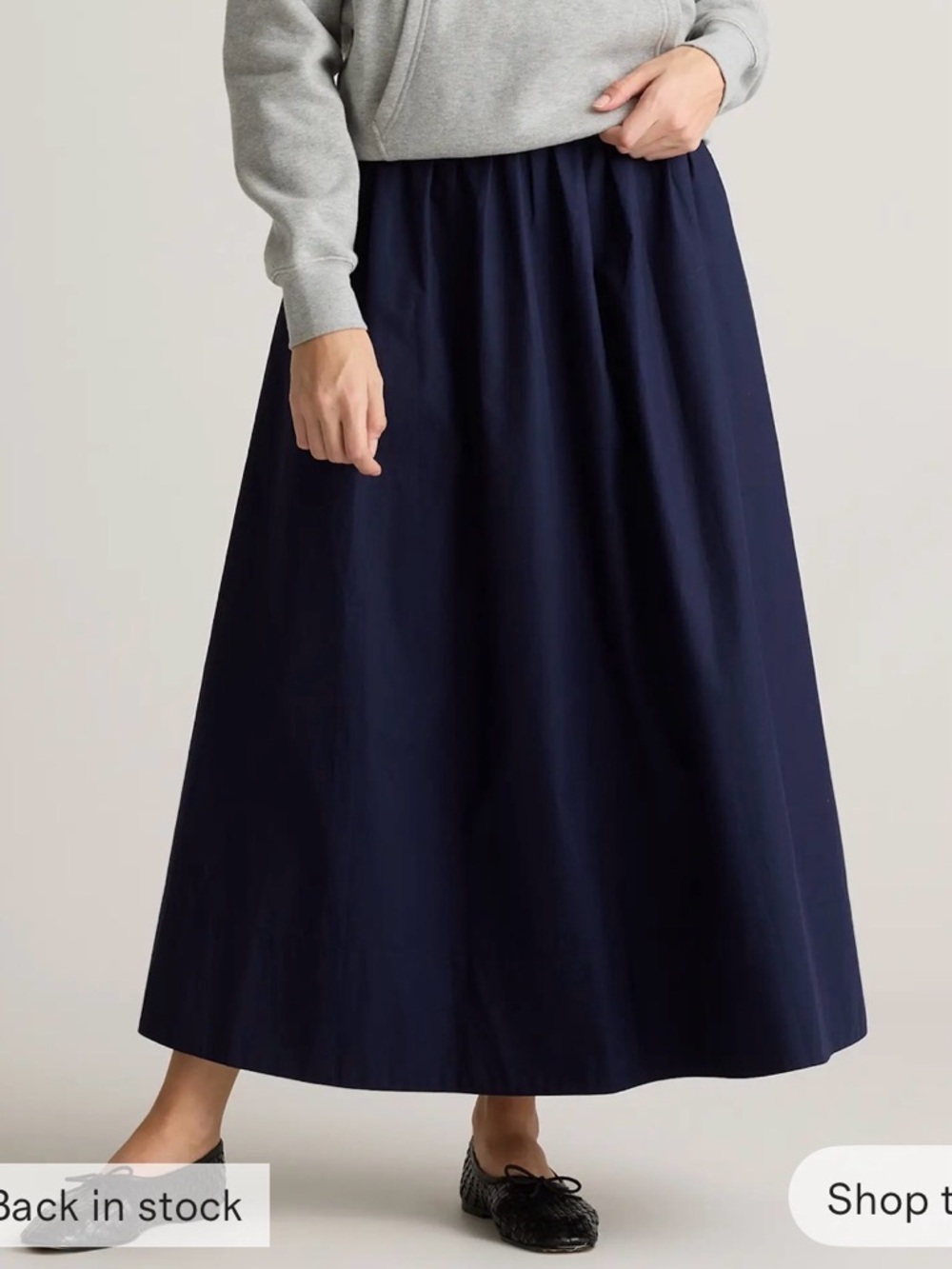 Quince Cotton Poplin Skirt - Classic A-Line in navy